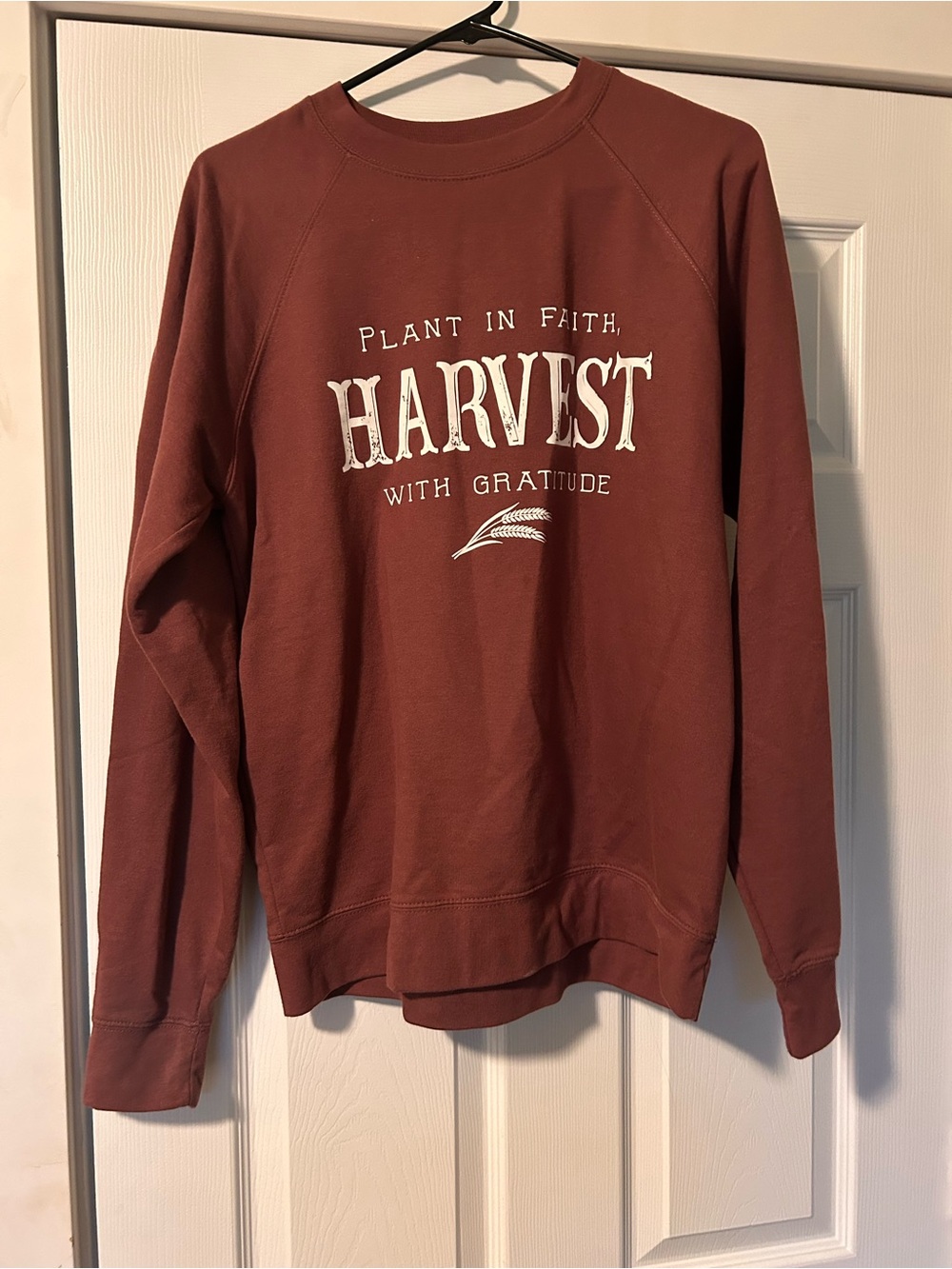 Fall Harvest Christian Graphic Crewneck Sweatshirt - Mauve/Brick Color